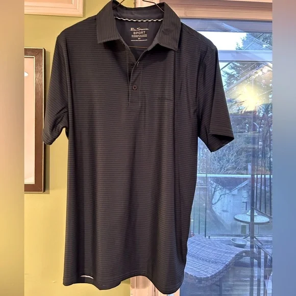 New Ben Sherman Navy Striped Polo / Golf Performance Shirt - Size Small 🇬🇧 - Picture 9 of 10